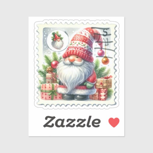 Kerst  Gnomen Postzegels Sticker (Vel)