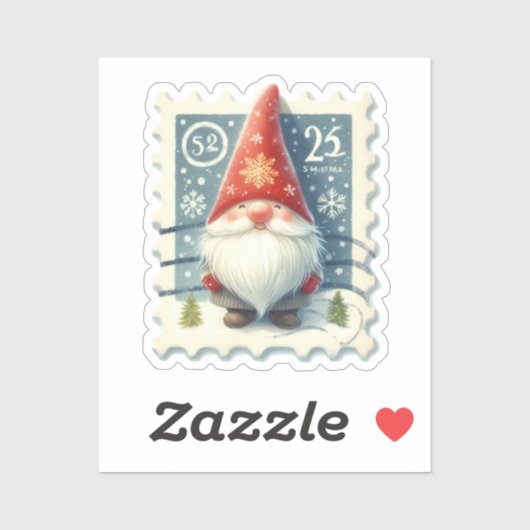 Kerst  Gnomen Postzegels Sticker (Vel)