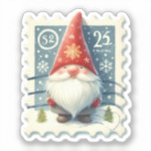 Kerst  Gnomen Postzegels Sticker (Voorkant)