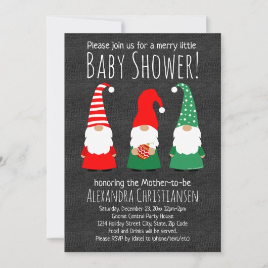 Kerst Gnomen Schattige Baby shower Uitnodiging (Voorkant)