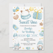 Kerst Gnomen Sweet Een 1e Verjaardagsfeestje Kaart (Voorkant)