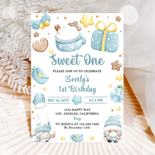 Kerst Gnomen Sweet Een 1e Verjaardagsfeestje Kaart