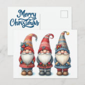 Kerst Gnomen Trio Briefkaart (Voorkant / Achterkant)