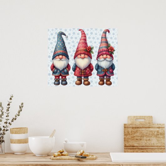 Kerst Gnomen Trio Poster (Keuken)