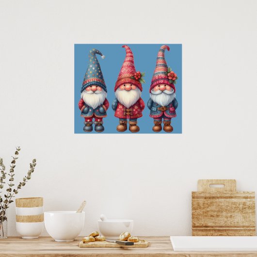 Kerst Gnomen Trio Poster (Keuken)