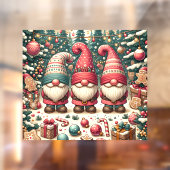 Kerst Gnomen Trio Window Cling Raamsticker (Vel 2)