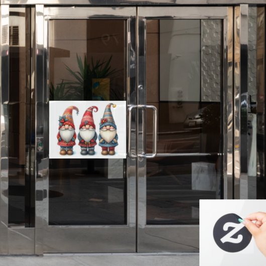 Kerst Gnomen Trio Window Cling Raamsticker (Kantoordeur)
