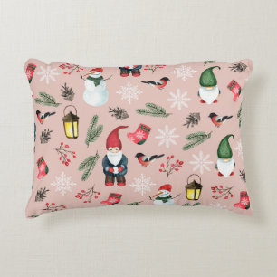 Kerst Gnomen Waterverf Naadloos Patroon Accent Kussen