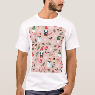 Kerst Gnomen Waterverf Naadloos Patroon T-shirt