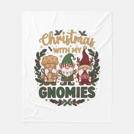 Kerst Gnomies Slingerlichten Snoepriet Fleece Deken (Voorkant)