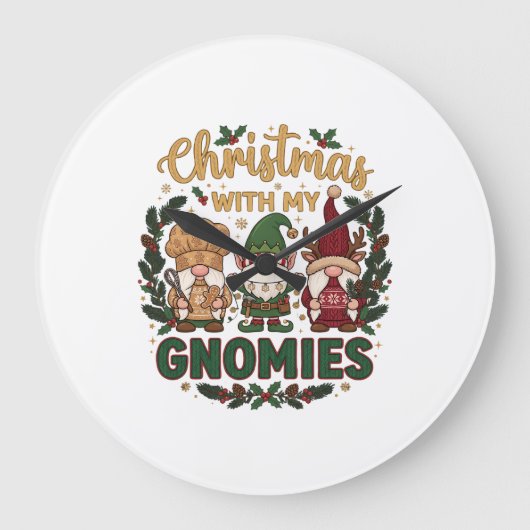 Kerst Gnomies Slingerlichten Snoepriet Grote Klok (Voorkant)