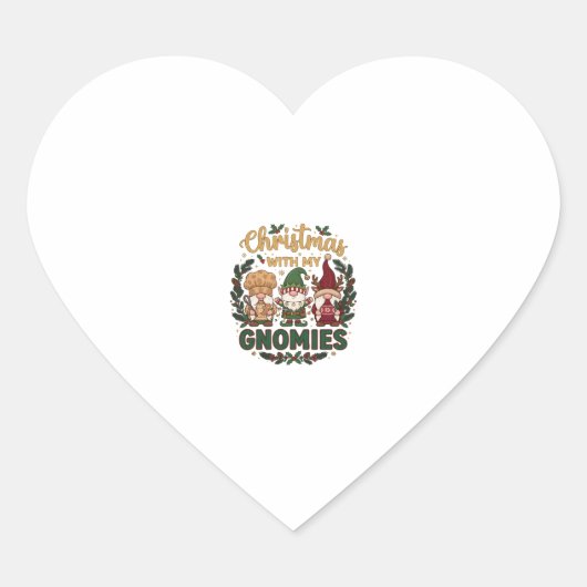 Kerst Gnomies Slingerlichten Snoepriet Hart Sticker (Voorkant)