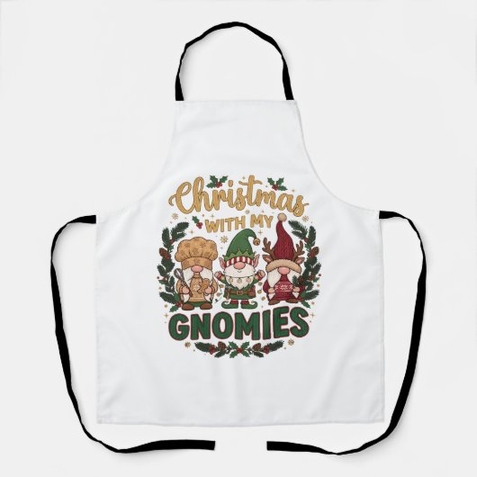 Kerst Gnomies Slingerlichten Snoepriet Schort (Voorkant)