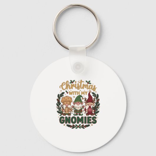 Kerst Gnomies Slingerlichten Snoepriet Sleutelhanger (Voorkant)