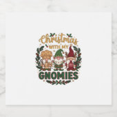 Kerst Gnomies Slingerlichten Snoepriet Sparkling Wijnetiket (Enkel label)