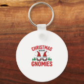 Kerst Gnomies Vakantie Gnome Ontwerp Sleutelhanger (Voorkant)