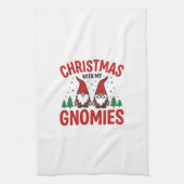 Kerst Gnomies Vakantie Gnome Ontwerp Theedoek (Verticaal)