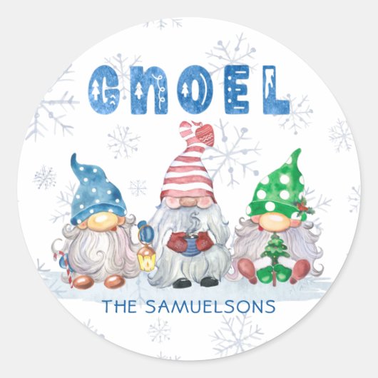 Kerst Gnoom Gnoel Groet Gepersonaliseerd Ronde Sticker (Voorkant)