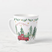 Kerst Gnoom Merry Bright Red Truck Sterren Bomen Latte Mok (Linkerhoek)