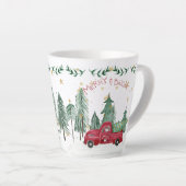 Kerst Gnoom Merry Bright Red Truck Sterren Bomen Latte Mok (Rechterhoek)