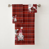 Kerst Gnoom Red Plaid Love Joy Peace Grey Bad Handdoek (Insitu)
