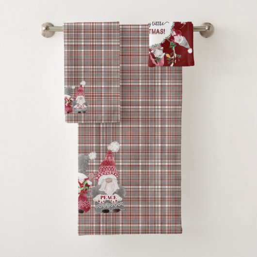 Kerst Gnoom Rood Grijs Geplaagd Liefde Joy Vrede Bad Handdoek (Insitu)