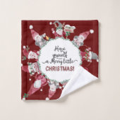 Kerst Gnoom Rood Grijs Geplaagd Liefde Joy Vrede Bad Handdoek (Wasdoekje)