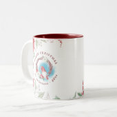 Kerst gnoom vakantie elegant bloemenmonogram tweekleurige koffiemok (Voorkant links)