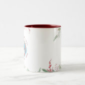 Kerst gnoom vakantie elegant bloemenmonogram tweekleurige koffiemok (Center)
