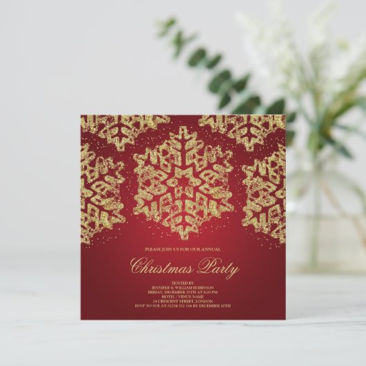 Kerst Gold en Red Glitter Elegant Kaart (Staand voorkant)