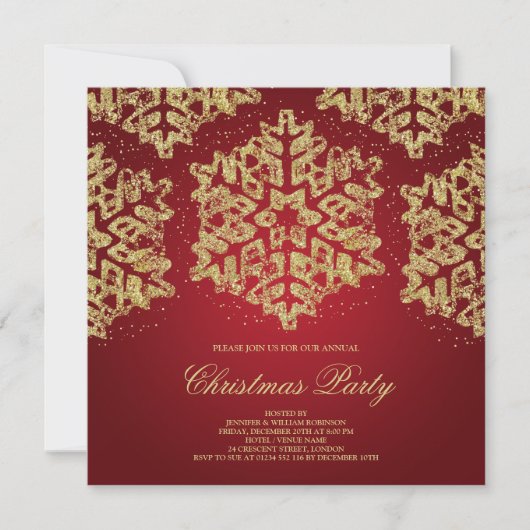 Kerst Gold en Red Glitter Elegant Kaart (Voorkant)