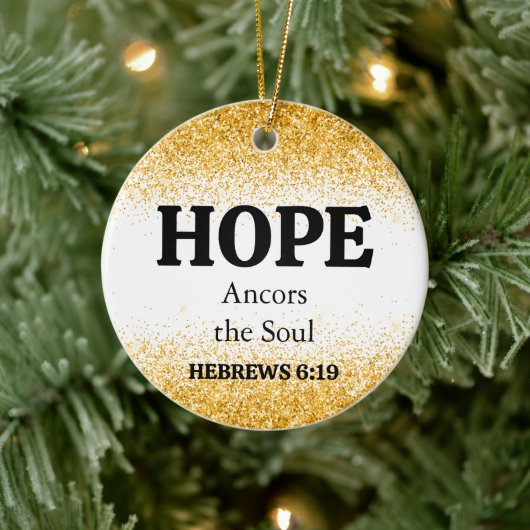 Kerst Gold Glitter Bible Verse Hope-keramiek Keramisch Ornament (Boom)