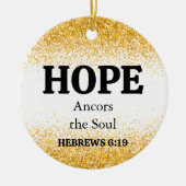 Kerst Gold Glitter Bible Verse Hope-keramiek Keramisch Ornament (Voorkant)