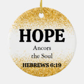 Kerst Gold Glitter Bible Verse Hope-keramiek Keramisch Ornament (Achterkant)