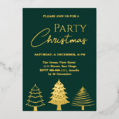 Kerst Gold Green Trees Modern Folie Uitnodiging (Voorkant)