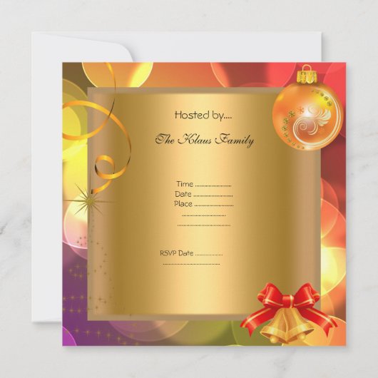 Kerst Gold Yellow Green Red Xmas Kaart (Achterkant)