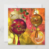 Kerst Gold Yellow Green Red Xmas Kaart (Voorkant)