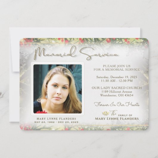 Kerst Golden Herdenkingsdienst Uitnodiging (Voorkant)