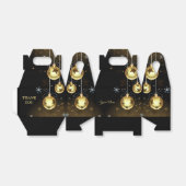 Kerst Golden Ornamenten Shiny Stars Zwart Bedankdoosjes (Uitgevouwen)