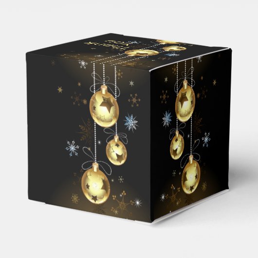 Kerst Golden Ornamenten Shiny Stars Zwart Bedankdoosjes (Achterkant)