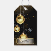 Kerst Golden Ornamenten Shiny Stars Zwart Cadeaulabel (Achterkant)