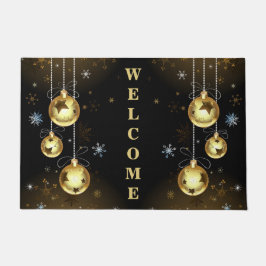 Kerst Golden Ornamenten Shiny Stars Zwart Deurmat