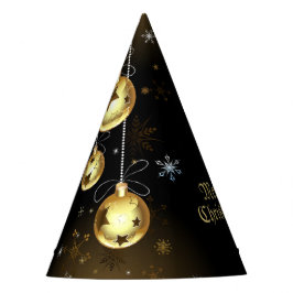Kerst Golden Ornamenten Shiny Stars Zwart Feesthoedjes