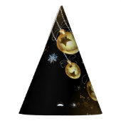 Kerst Golden Ornamenten Shiny Stars Zwart Feesthoedjes (Links)