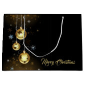 Kerst Golden Ornamenten Shiny Stars Zwart Groot Cadeauzakje (Voorkant)