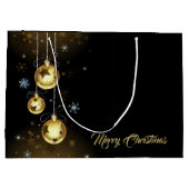 Kerst Golden Ornamenten Shiny Stars Zwart Groot Cadeauzakje (Achterkant)