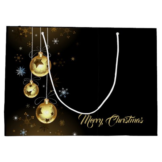 Kerst Golden Ornamenten Shiny Stars Zwart Groot Cadeauzakje (Achterkant)