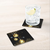 Kerst Golden Ornamenten Shiny Stars Zwart Kartonnen Onderzetters (Insitu)