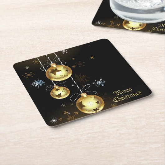 Kerst Golden Ornamenten Shiny Stars Zwart Kartonnen Onderzetters (Schuin)