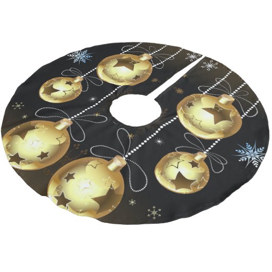 Kerst Golden Ornamenten Shiny Stars Zwart Kerstboom Rok (Gekanteld)